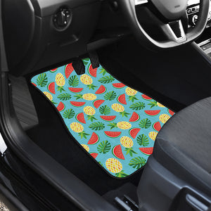 Tropical Watermelon And Pineapple Print Front and Back Car Floor Mats