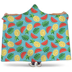 Tropical Watermelon And Pineapple Print Hooded Blanket