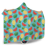 Tropical Watermelon And Pineapple Print Hooded Blanket