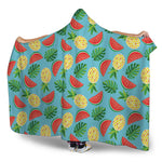 Tropical Watermelon And Pineapple Print Hooded Blanket