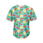 Tropical Watermelon And Pineapple Print Men's Baseball Jersey