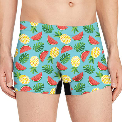 Tropical Watermelon And Pineapple Print Men's Boxer Briefs