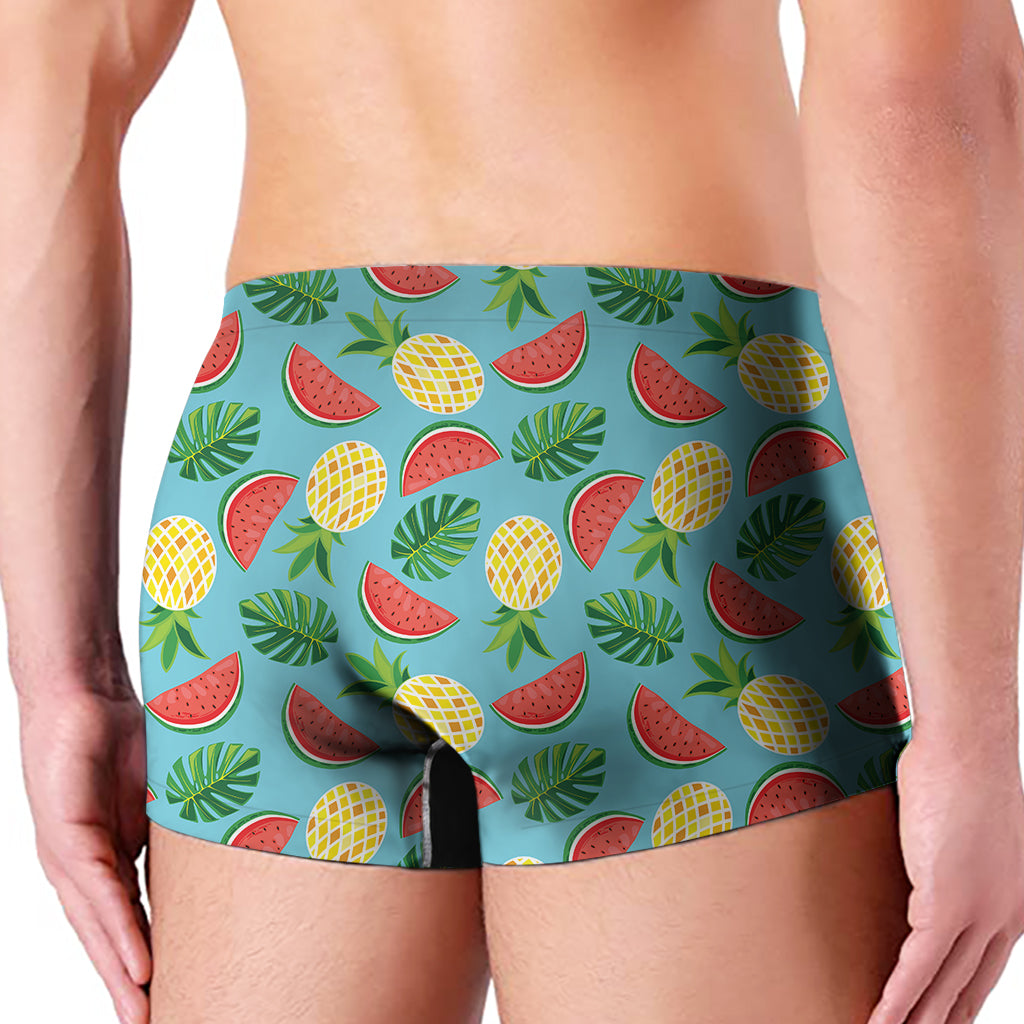 Tropical Watermelon And Pineapple Print Men's Boxer Briefs