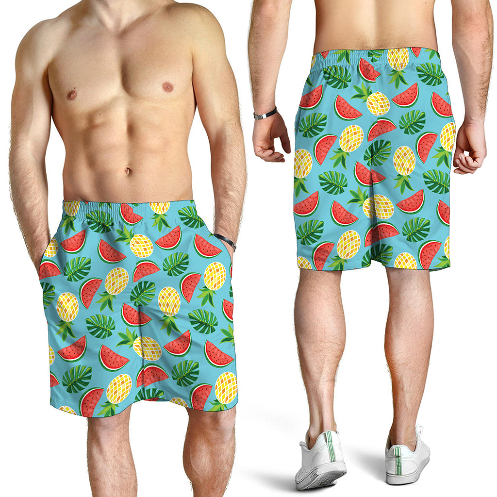 Tropical Watermelon And Pineapple Print Men's Shorts