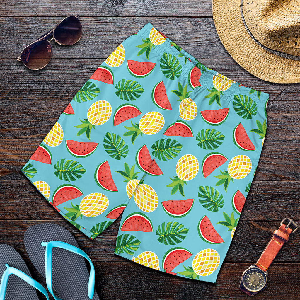 Tropical Watermelon And Pineapple Print Men's Shorts