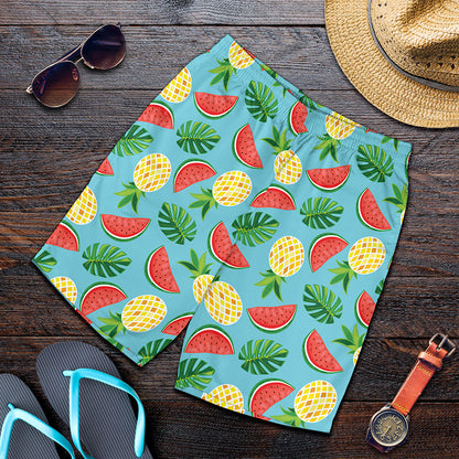 Tropical Watermelon And Pineapple Print Men's Shorts