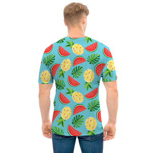 Tropical Watermelon And Pineapple Print Men's T-Shirt