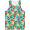 Tropical Watermelon And Pineapple Print Men's Tank Top