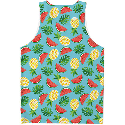 Tropical Watermelon And Pineapple Print Men's Tank Top