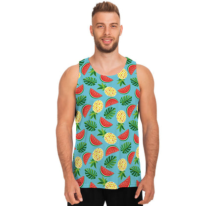 Tropical Watermelon And Pineapple Print Men's Tank Top