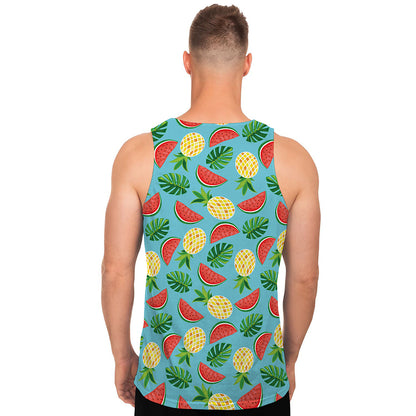 Tropical Watermelon And Pineapple Print Men's Tank Top