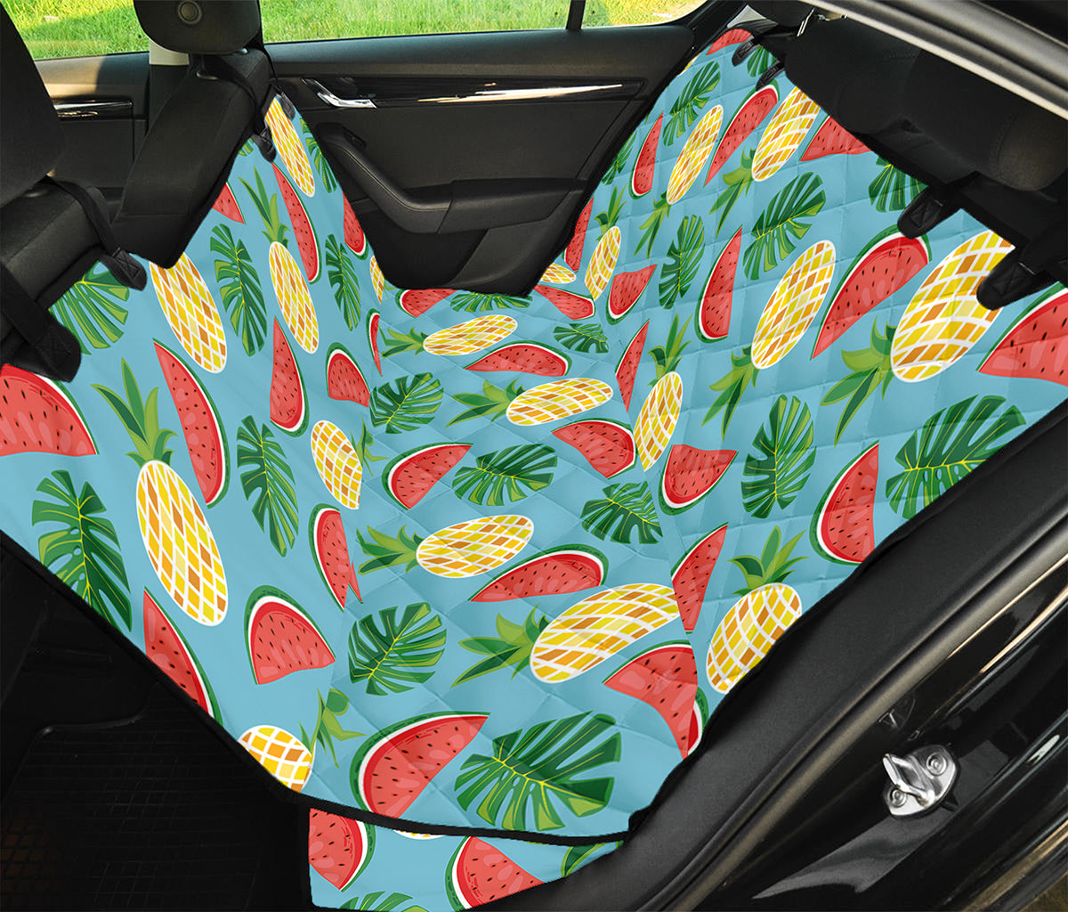 Tropical Watermelon And Pineapple Print Pet Car Back Seat Cover