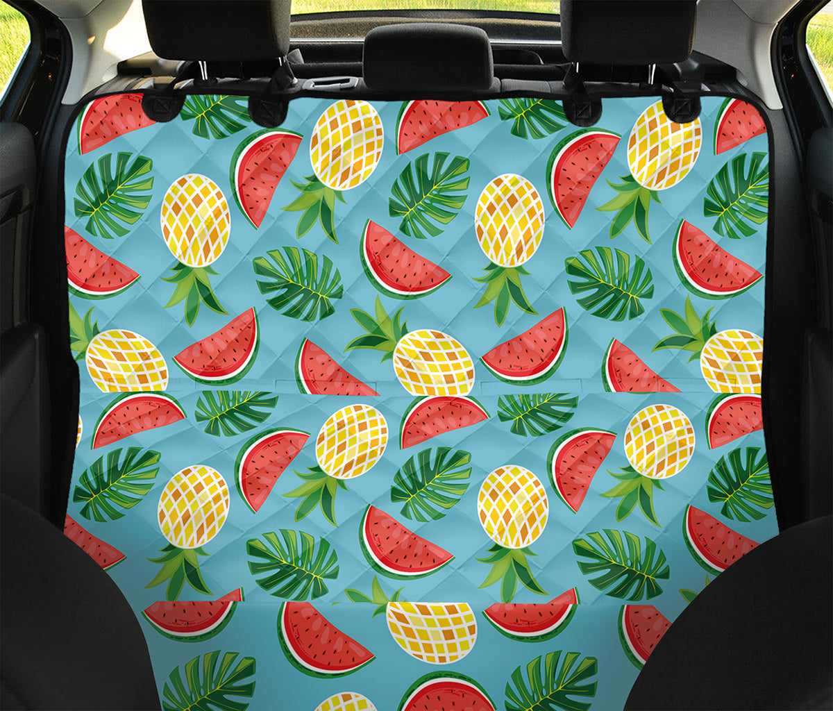 Tropical Watermelon And Pineapple Print Pet Car Back Seat Cover