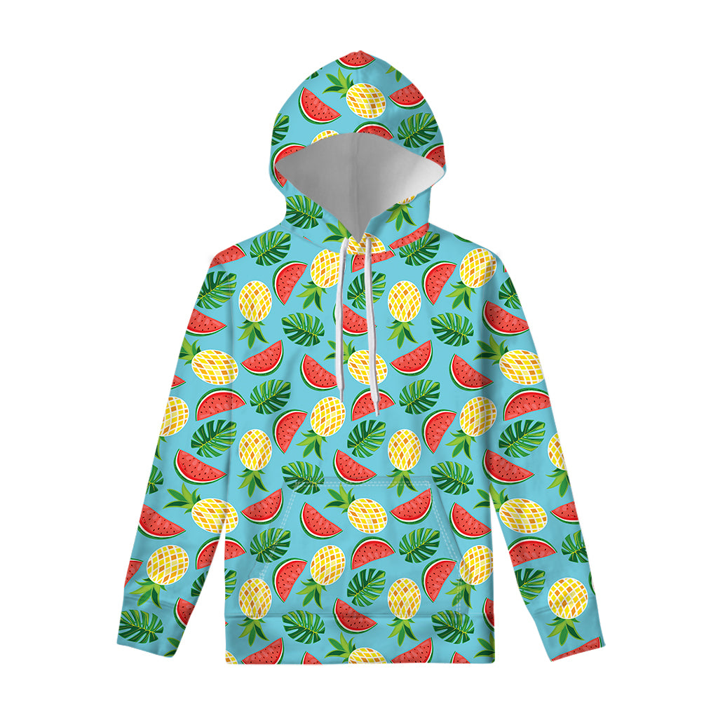 Tropical Watermelon And Pineapple Print Pullover Hoodie