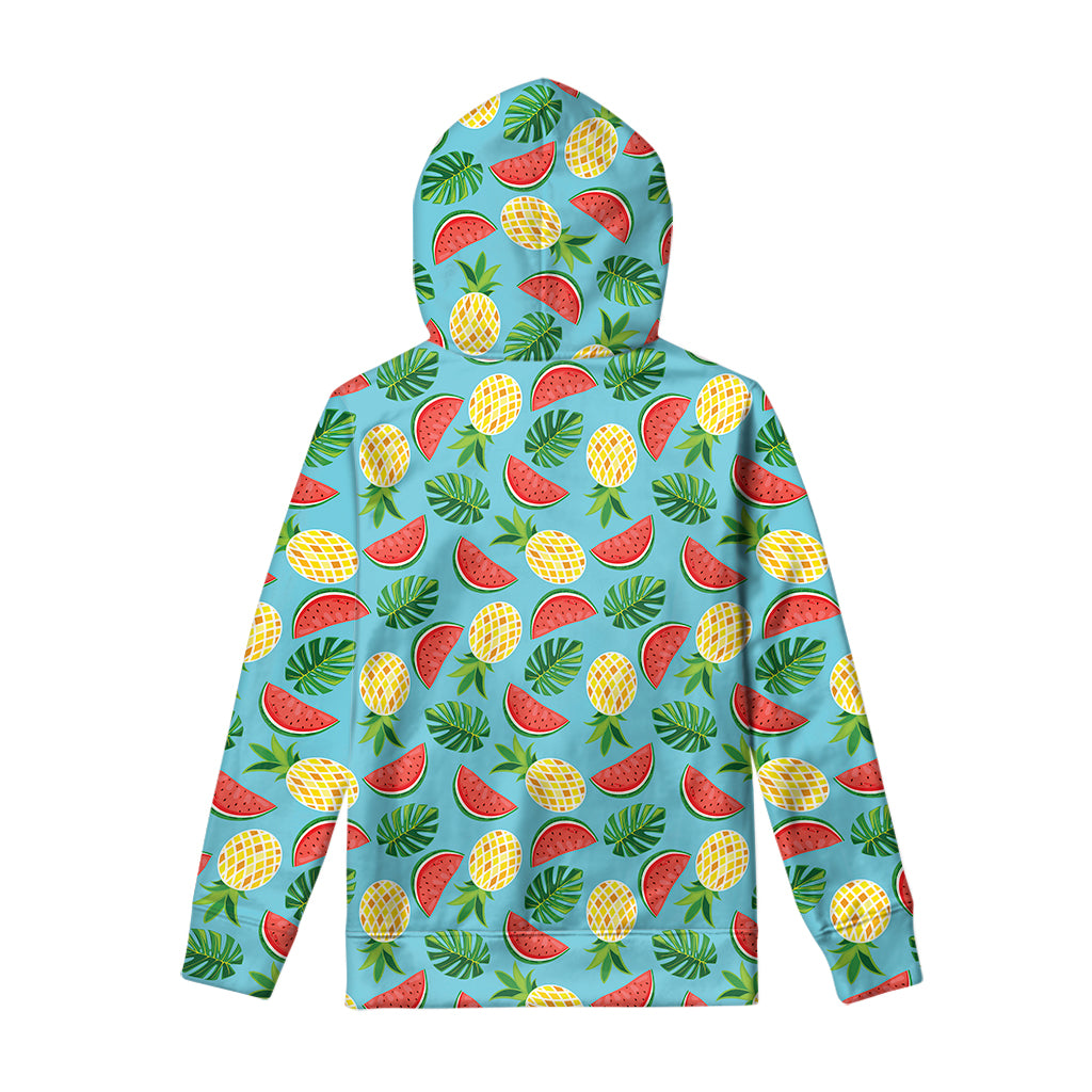 Tropical Watermelon And Pineapple Print Pullover Hoodie