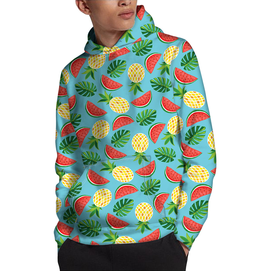 Tropical Watermelon And Pineapple Print Pullover Hoodie