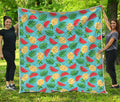 Tropical Watermelon And Pineapple Print Quilt