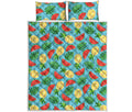 Tropical Watermelon And Pineapple Print Quilt Bed Set