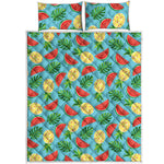 Tropical Watermelon And Pineapple Print Quilt Bed Set