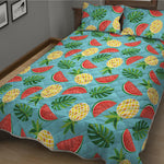 Tropical Watermelon And Pineapple Print Quilt Bed Set