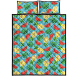 Tropical Watermelon And Pineapple Print Quilt Bed Set