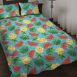 Tropical Watermelon And Pineapple Print Quilt Bed Set
