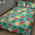 Tropical Watermelon And Pineapple Print Quilt Bed Set