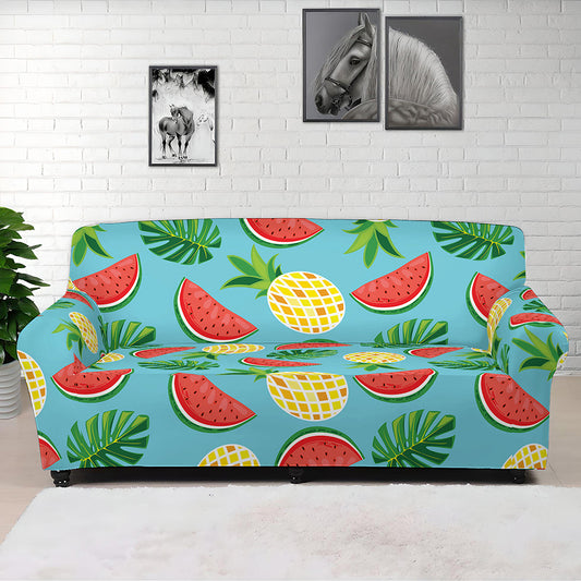 Tropical Watermelon And Pineapple Print Sofa Cover