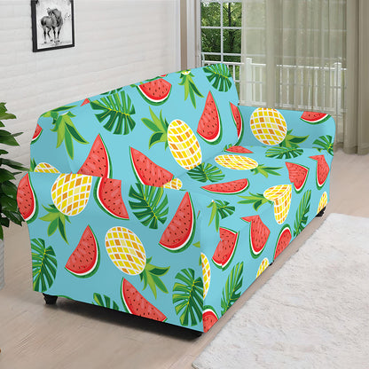 Tropical Watermelon And Pineapple Print Sofa Cover