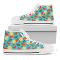 Tropical Watermelon And Pineapple Print White High Top Sneakers