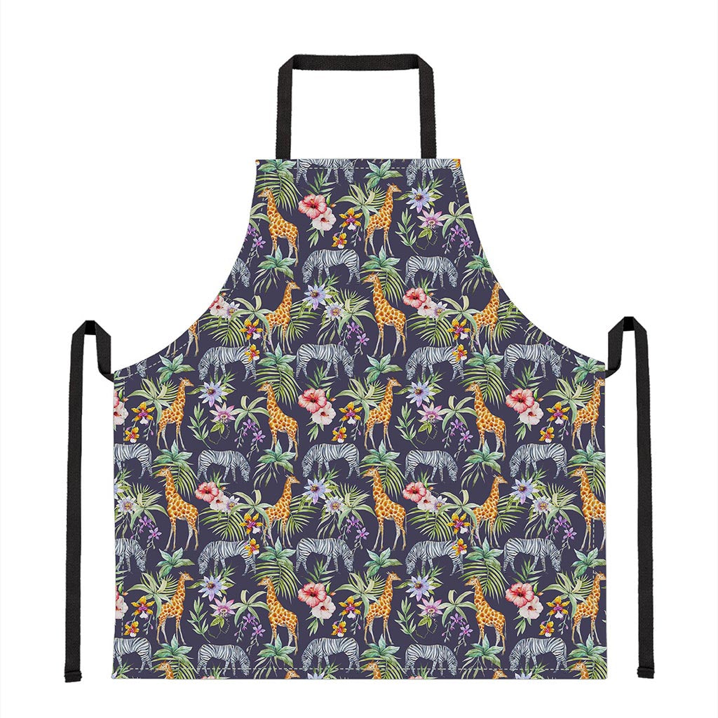 Tropical Zebra Giraffe Pattern Print Apron