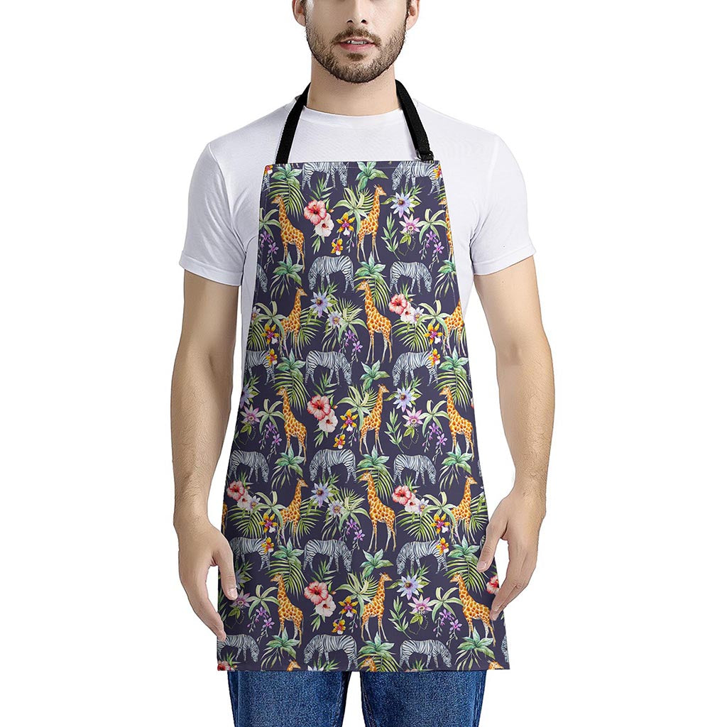 Tropical Zebra Giraffe Pattern Print Apron