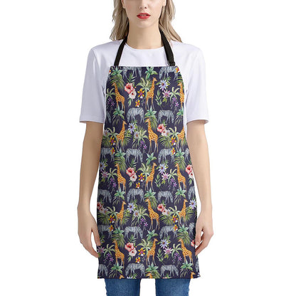 Tropical Zebra Giraffe Pattern Print Apron