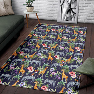 Tropical Zebra Giraffe Pattern Print Area Rug GearFrost