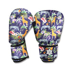 Tropical Zebra Giraffe Pattern Print Boxing Gloves