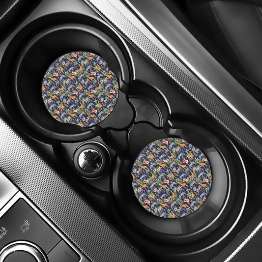 Tropical Zebra Giraffe Pattern Print Car Coasters