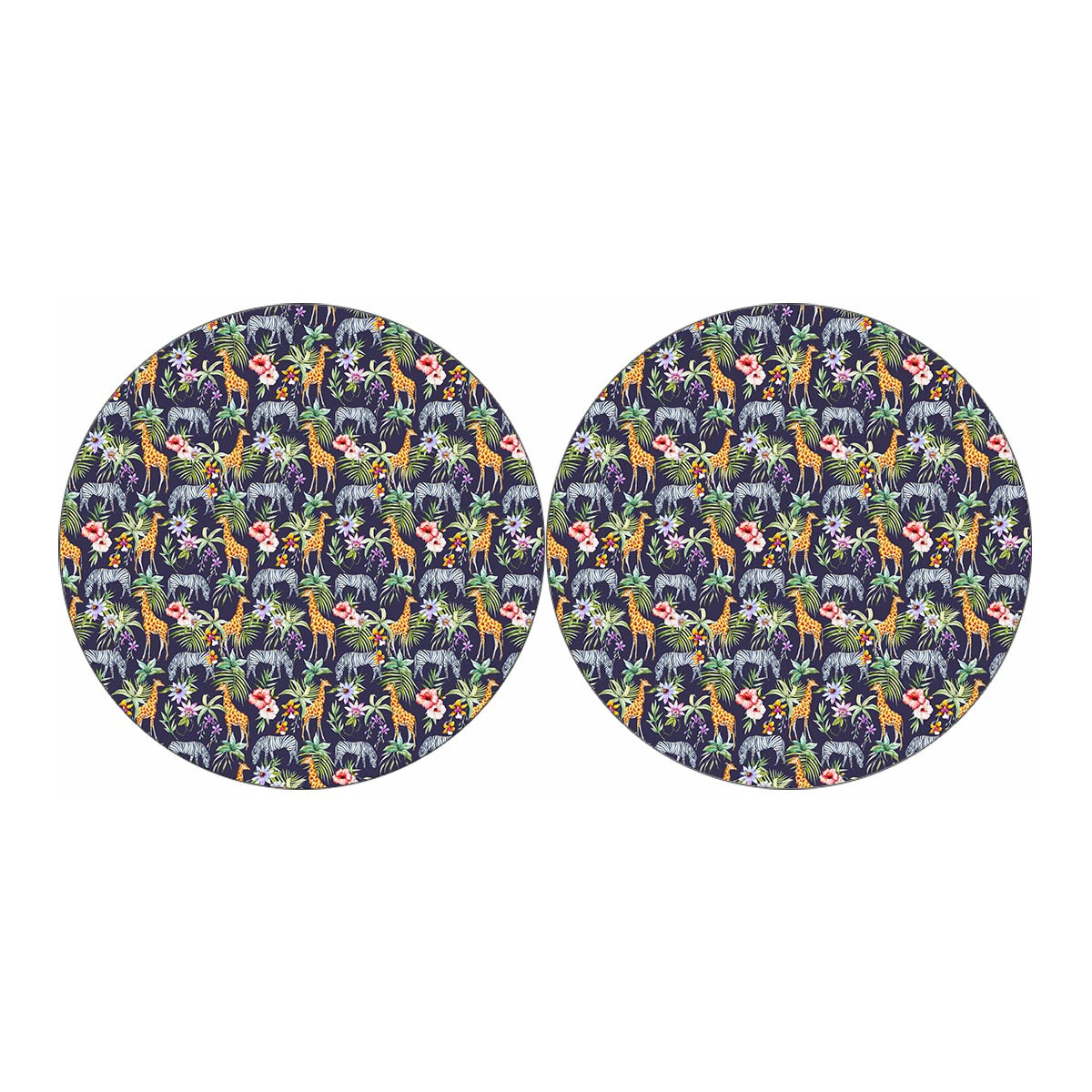 Tropical Zebra Giraffe Pattern Print Car Coasters