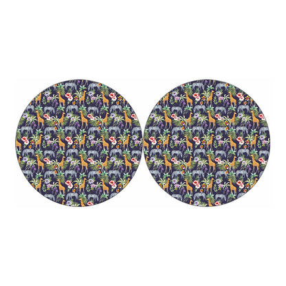 Tropical Zebra Giraffe Pattern Print Car Coasters