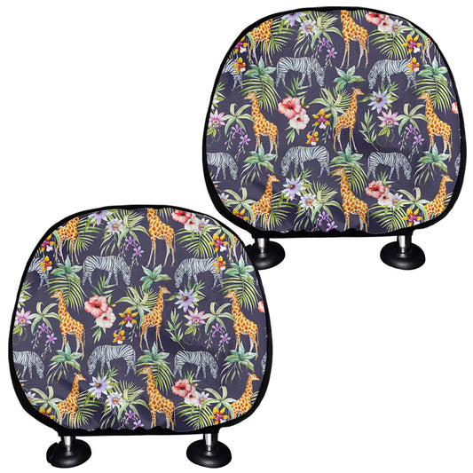 Tropical Zebra Giraffe Pattern Print Car Headrest Covers
