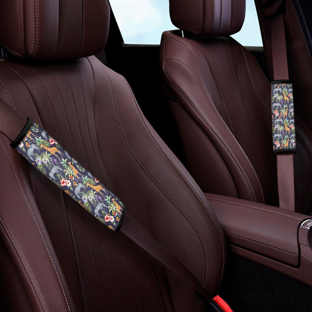 Tropical Zebra Giraffe Pattern Print Car Seat Belt Covers