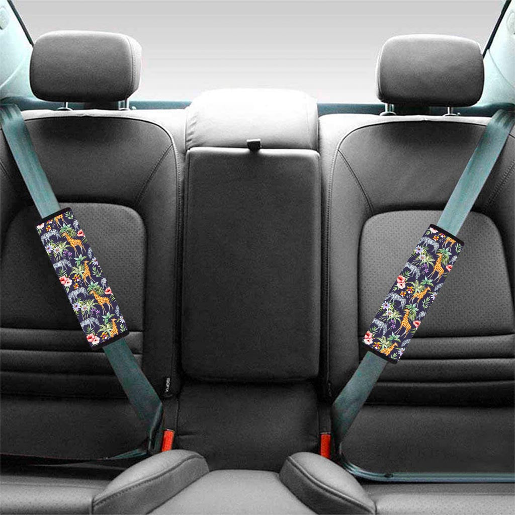 Tropical Zebra Giraffe Pattern Print Car Seat Belt Covers