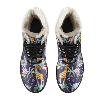Tropical Zebra Giraffe Pattern Print Comfy Boots GearFrost