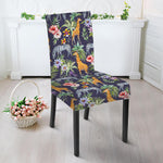 Tropical Zebra Giraffe Pattern Print Dining Chair Slipcover