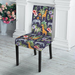 Tropical Zebra Giraffe Pattern Print Dining Chair Slipcover