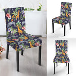 Tropical Zebra Giraffe Pattern Print Dining Chair Slipcover