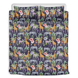 Tropical Zebra Giraffe Pattern Print Duvet Cover Bedding Set