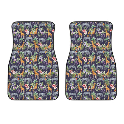 Tropical Zebra Giraffe Pattern Print Front Car Floor Mats