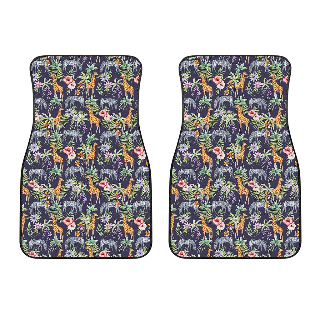 Tropical Zebra Giraffe Pattern Print Front Car Floor Mats