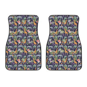 Tropical Zebra Giraffe Pattern Print Front Car Floor Mats