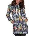 Tropical Zebra Giraffe Pattern Print Pullover Hoodie Dress